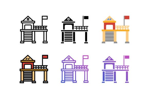Lifeguard Tower Icons: A Versatile Graphic Design Asset for Modern Branding
