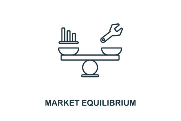Market Equilibrium Icon: A Versatile Graphic for Small Business Branding