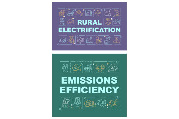 Rural Electrification Word Concepts Set: A Graphic Template for Modern Branding