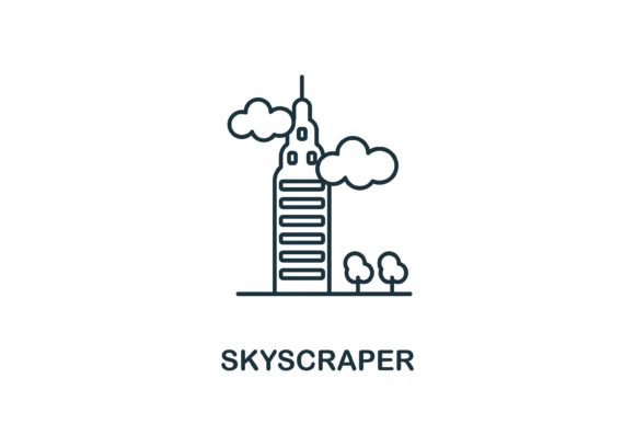 Skyscraper Icon: A Versatile Graphic Design Asset for Digital Sellers