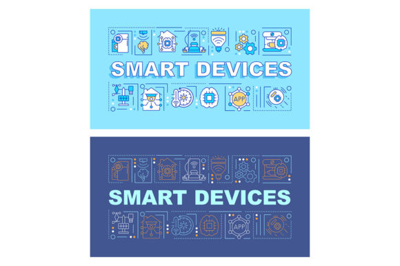 Smart Devices Word Concepts Banner Set for Modern Marketing Graphics